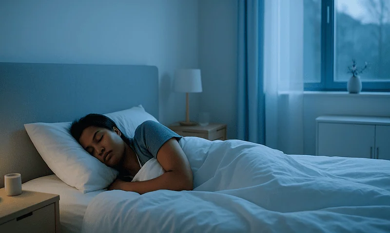 Woman resting in bed after liquid facelift treatment at Acibadem Hospital.