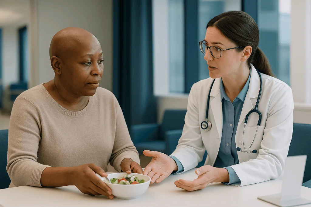 Doctor consulting patient about diet and nutrition: Living with neutropenia precautions: who needs them most, and who can us