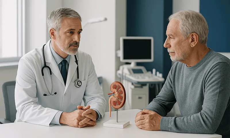Doctor consulting with patient about kidney health and lupus nephritis.
