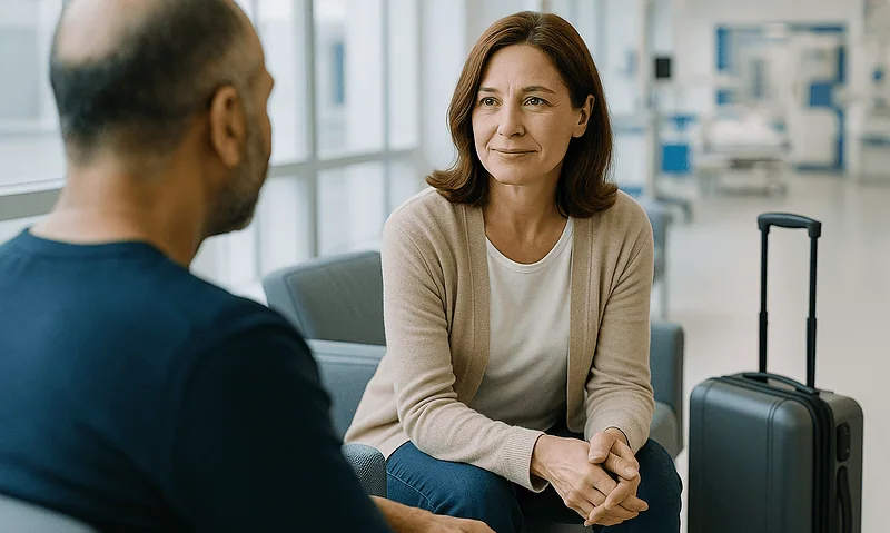Patient consulting with doctor at Acibadem Hospital in Turkey.