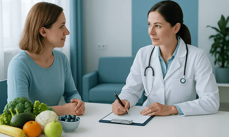 Doctor consulting with a patient about nutrition and health.