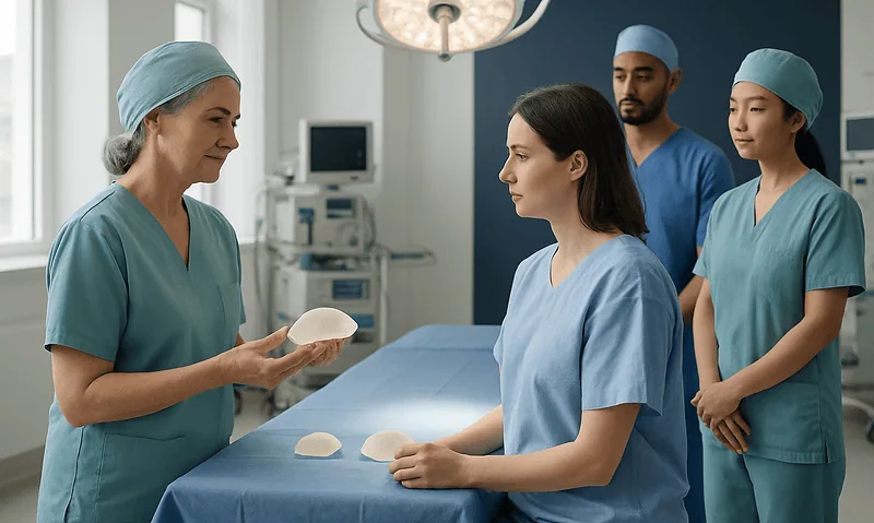 Medical team preparing for nipple reconstruction surgery at Acibadem Hospital.