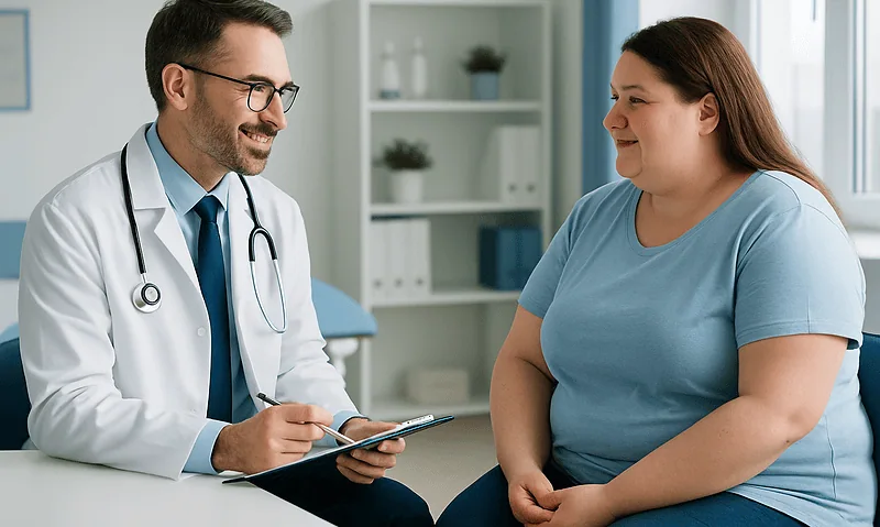 Blog 5 Doctor consulting with a patient in a medical office setting.