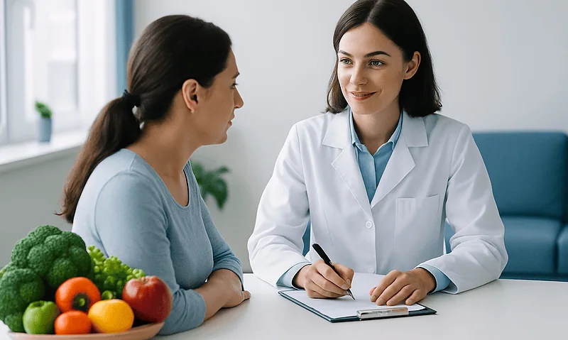 Doctor consulting a patient about anemia treatment options at Acibadem Hospital.