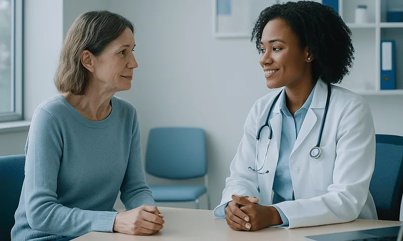 Doctor consulting with a patient in a medical office.
