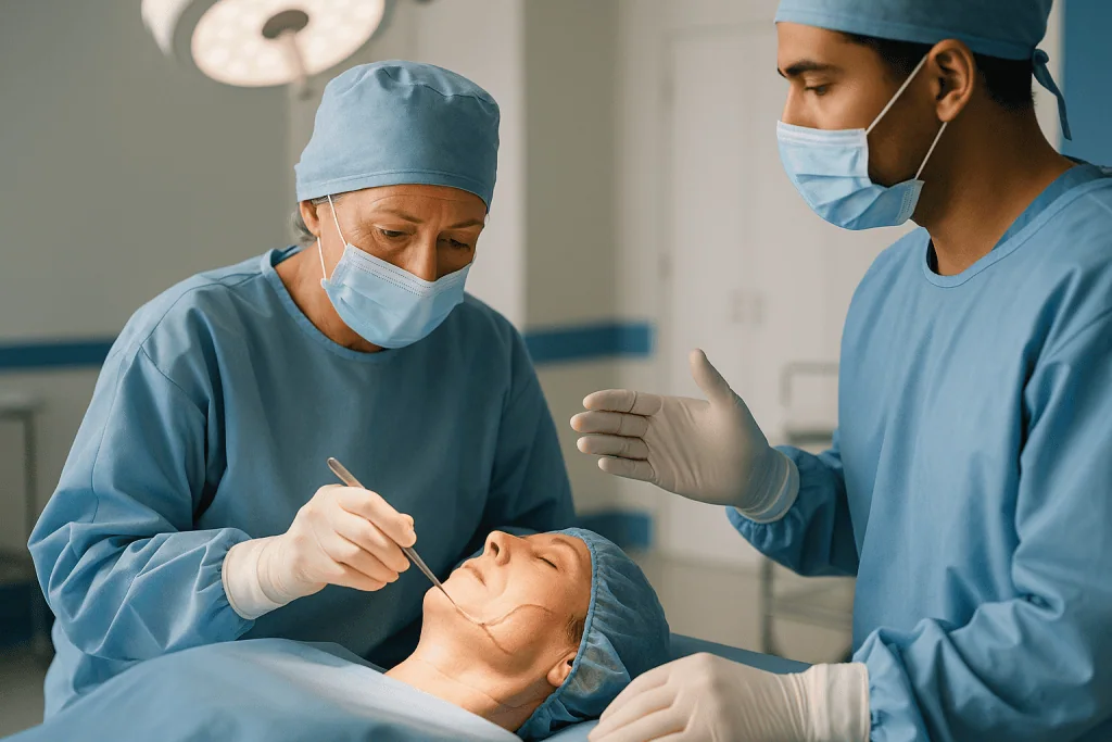 Surgeon marking facial anatomy before parotid surgery: Parotidectomy step by step: what actually happens in the operating ro