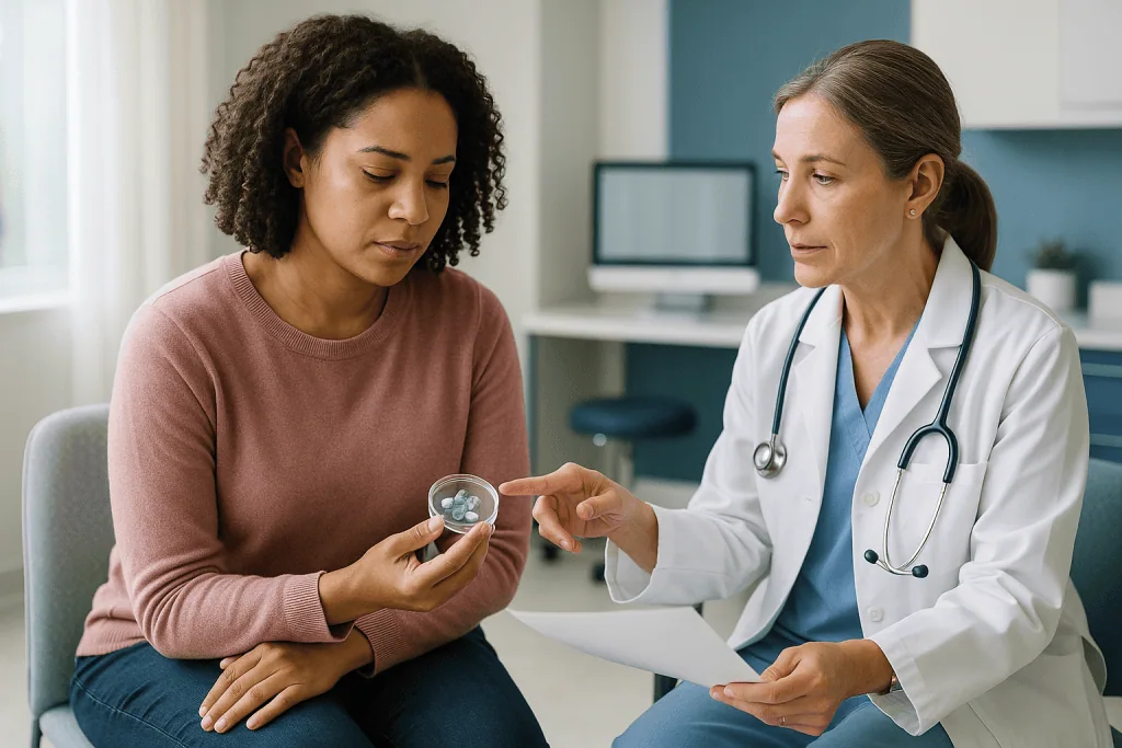 Doctor consulting patient about medications in clinic: PGT-A mosaic embryo results: why the gray zone exists