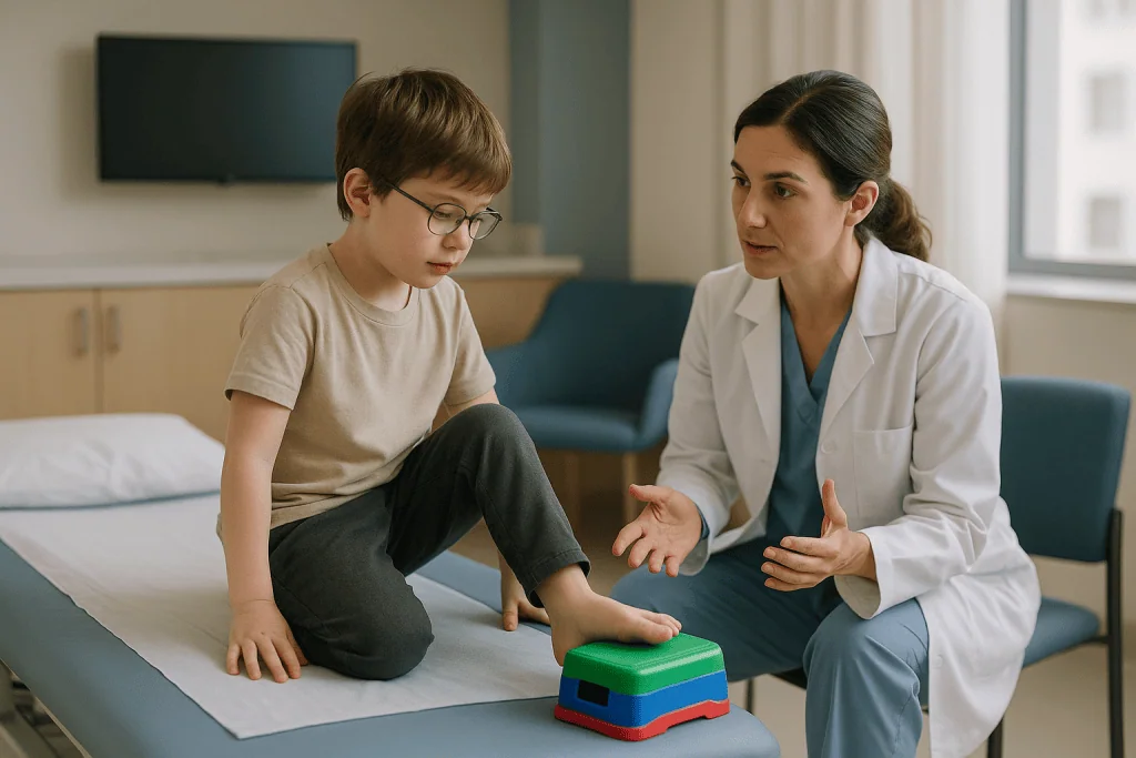 Pediatric physical therapist evaluating child's motor function: Physical therapy goals for cerebral palsy: what a good goal 