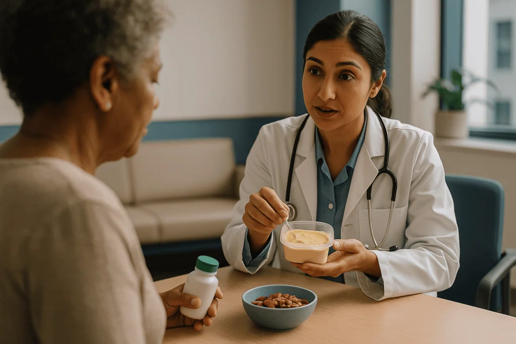 Doctor consulting patient about nutrition and dietary choices — Plant sterols and stanols: the cholesterol decoys