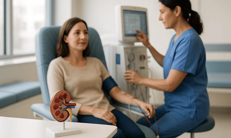 Patient undergoing kidney function test at Acibadem Hospital.
