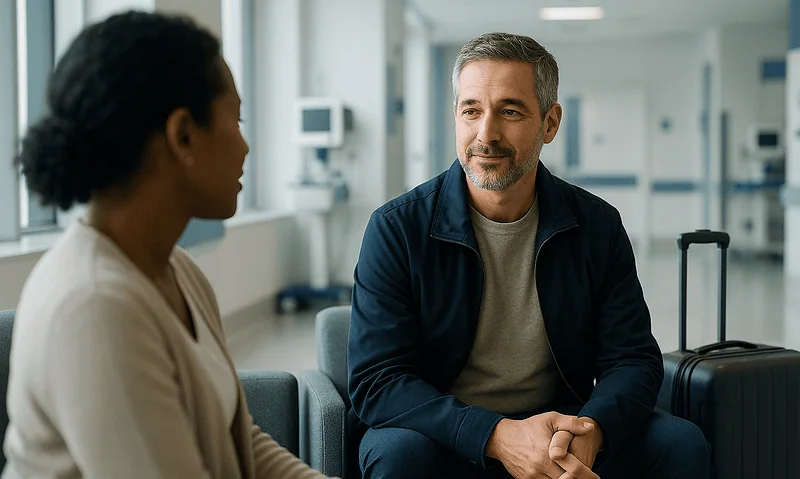 Patient and doctor having a consultation at Acibadem Hospital in Turkey.