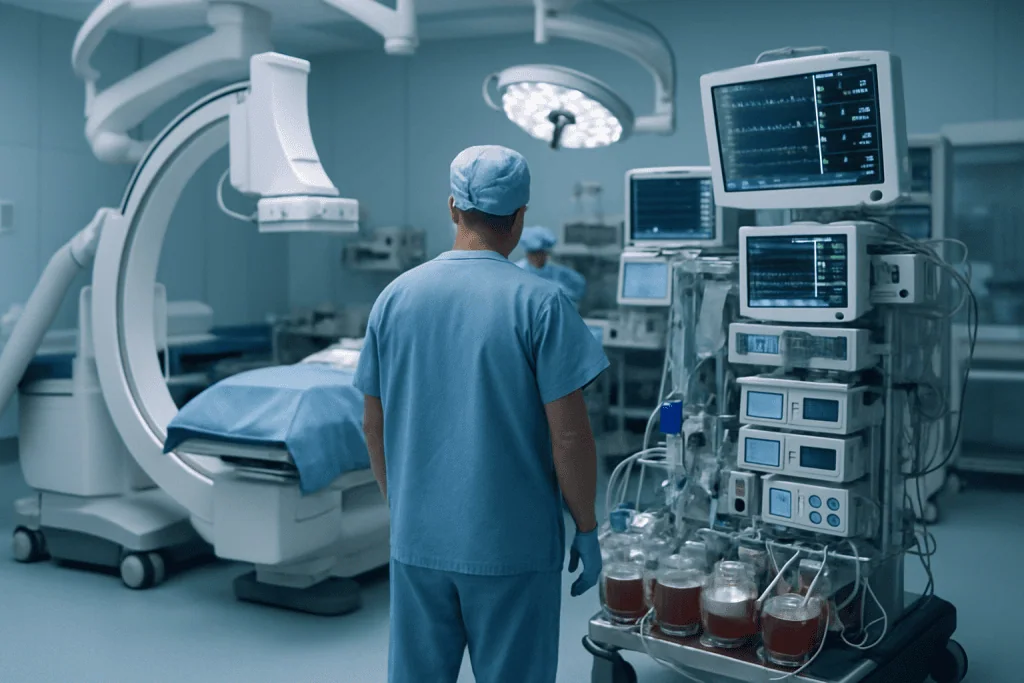 Rheumatic Fever Treatment 1 Medical professional in operating room with advanced surgical equipment.