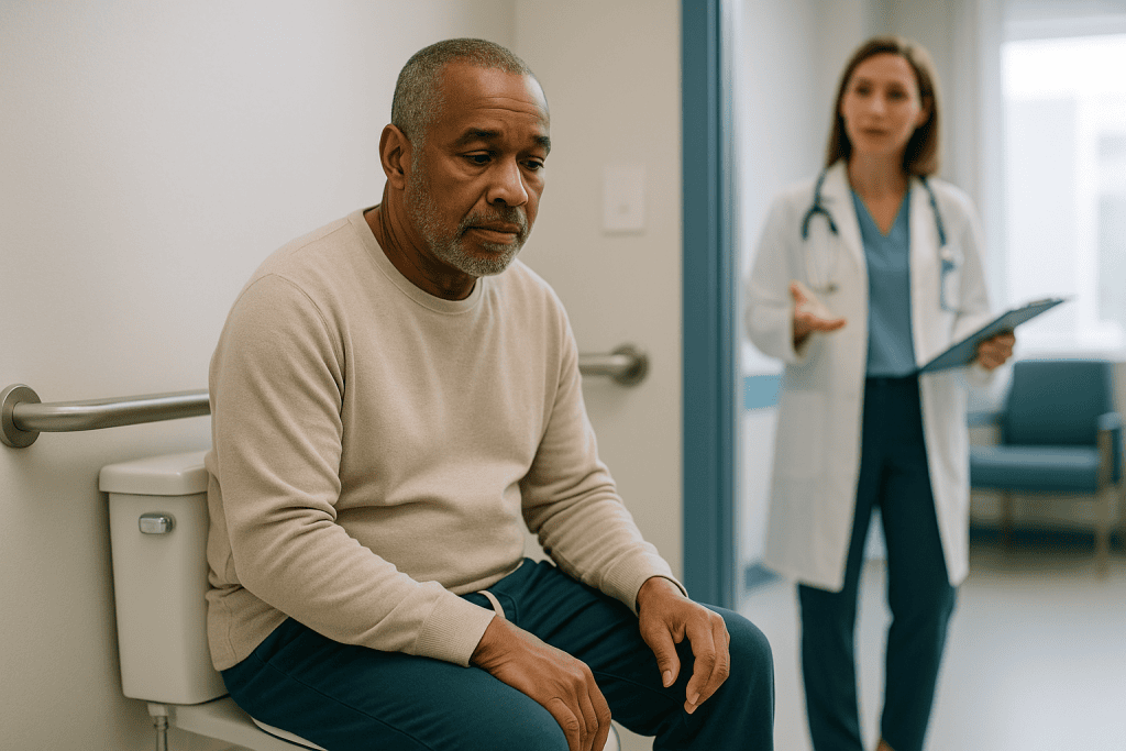Patient consultation with female doctor in clinical setting: Right colon, left colon or rectum: why the location changes eve