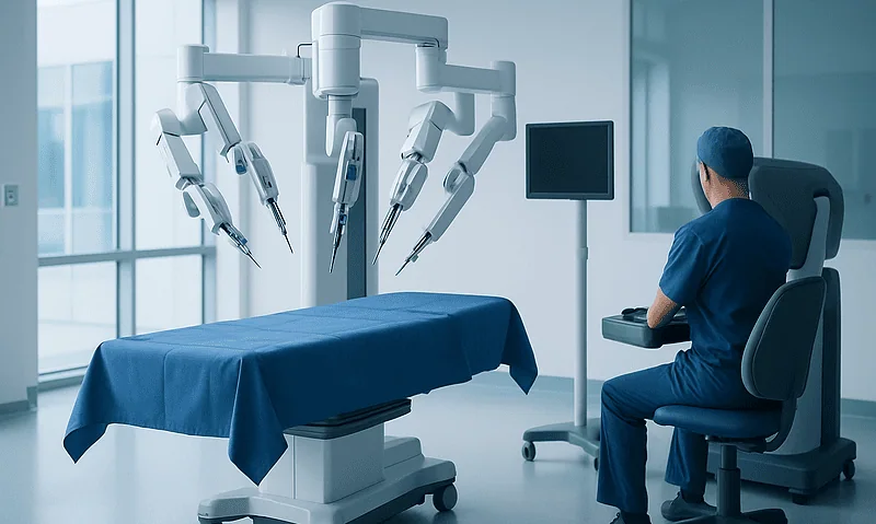 Robotic surgical system in operation at Acibadem Hospital.