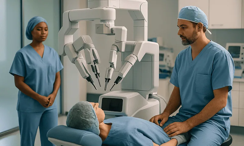 Robotic ophthalmology surgery with advanced medical robots at Acibadem Hospitals.