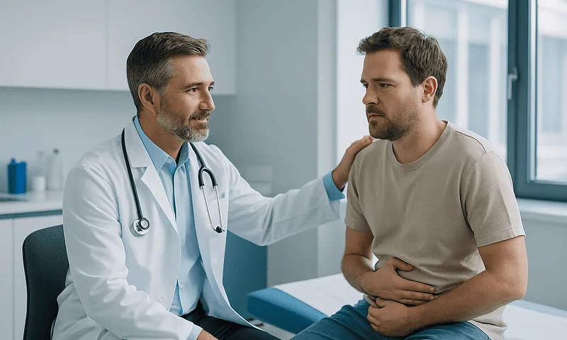 Salmonella Infection: When Doctors Order a Stool Test and How the Result Changes Treatment 3 Doctor consulting with a patient about stool test results in a medical office.