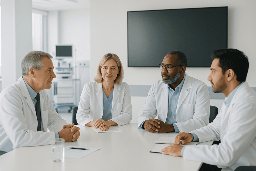 Second Opinion in Turkey: Which Medical Records Help Doctors Advise You Faster 1 Medical team discussing patient care in a hospital conference room.