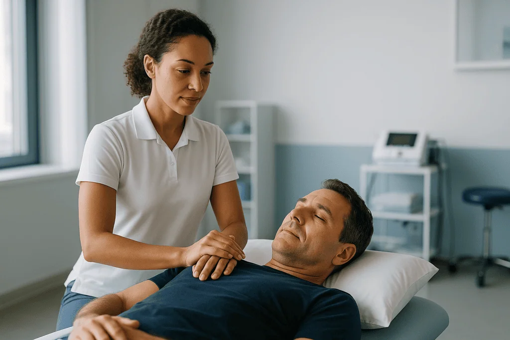 Sensory Integration Therapy 1 Therapist providing sensory integration therapy to a patient in a clinical setting.