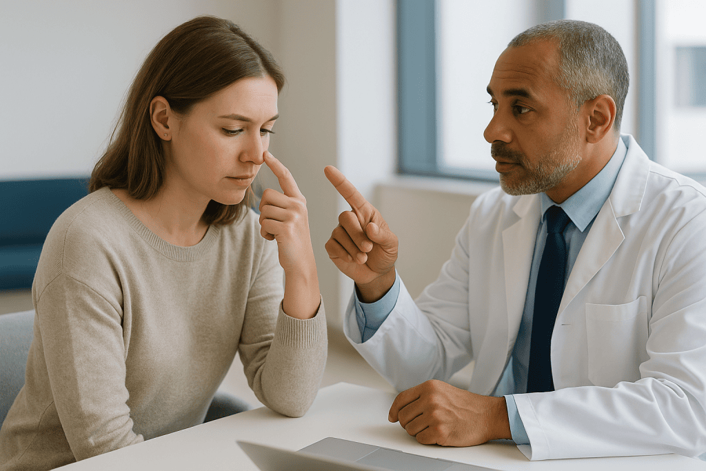 Doctor consulting patient about facial concerns: Shape concerns that commonly lead to a second look
