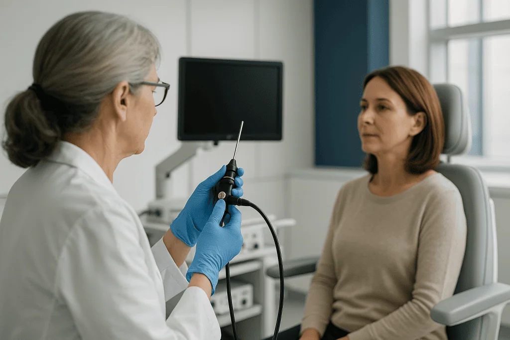 Sick Sinus Syndrome 1 Doctor explains heart monitoring to a patient in a clinical setting.