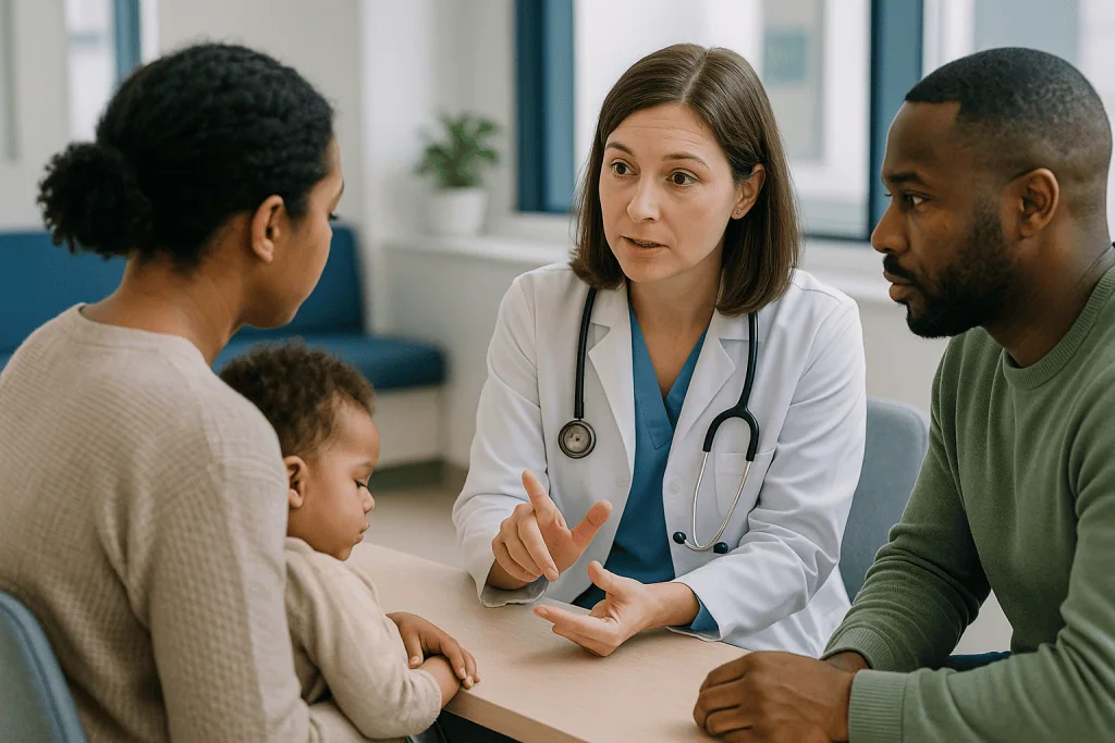 Pediatrician consulting parents about child's medical condition: Simple vs complex febrile seizure: the definitions that dri