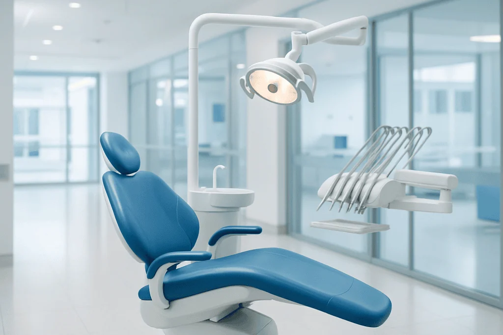 Sinus Lift 1 Modern dental clinic with dental chair and equipment in a clean, bright environment.