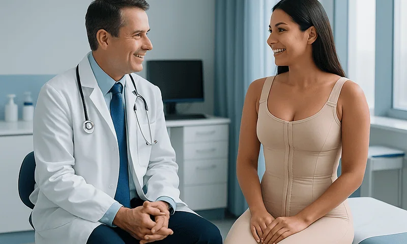 Doctor consulting with a patient in a medical office setting.