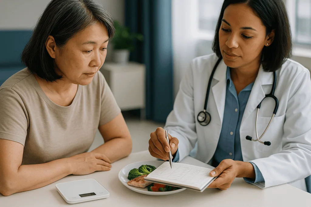 Doctor consulting with patient about nutrition and food: Step 3: A Worked Example, Number by Number