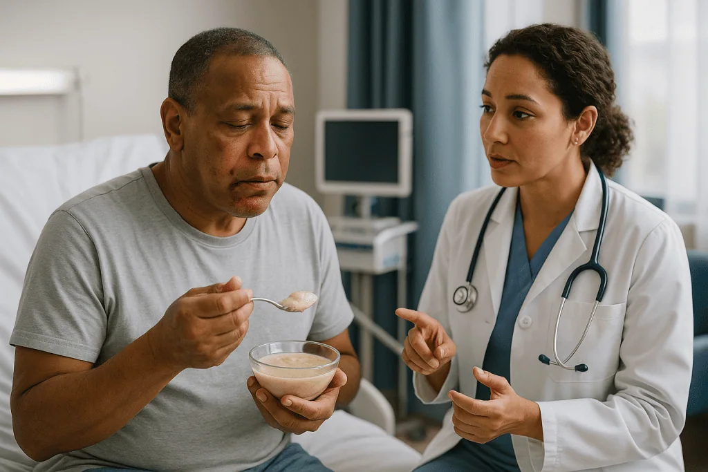 Doctor consulting patient about food or nutrition: The first 72 hours: swelling, bruising and what bleeding is normal