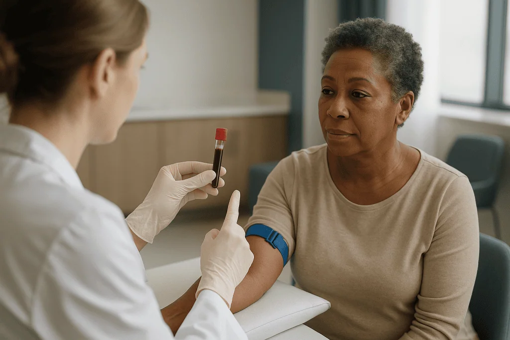 Healthcare provider collecting blood sample from patient: The hepatitis panel blood test: what each viral marker means