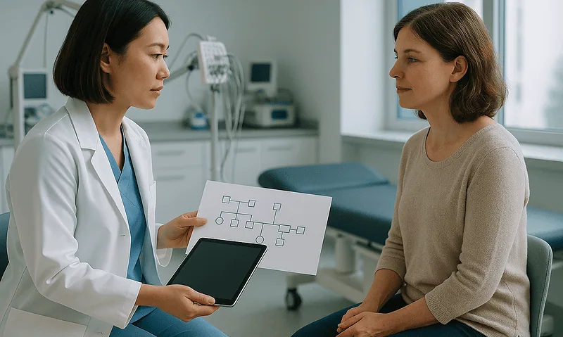 Doctor discussing treatment options with a patient in a hospital room.