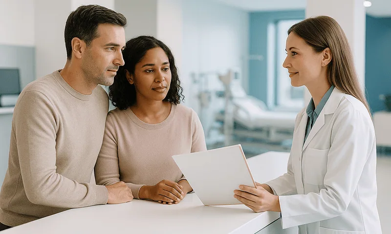 Patients consulting with a doctor at Acibadem Hospital in Turkey.