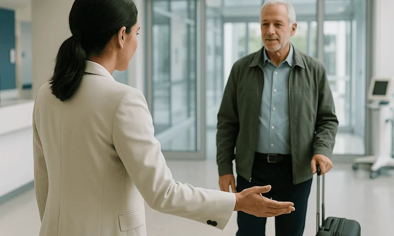 Patient and doctor having a conversation at Acibadem Hospital in Turkey.