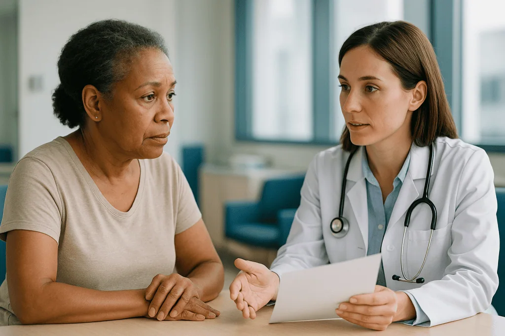 Female doctor consulting adult patient with tablet: What a potassium blood test result actually means