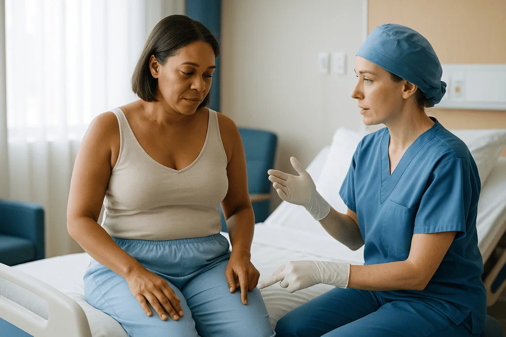 Healthcare provider consulting patient about abdominal or general health: What actually happens during a body contouring ope