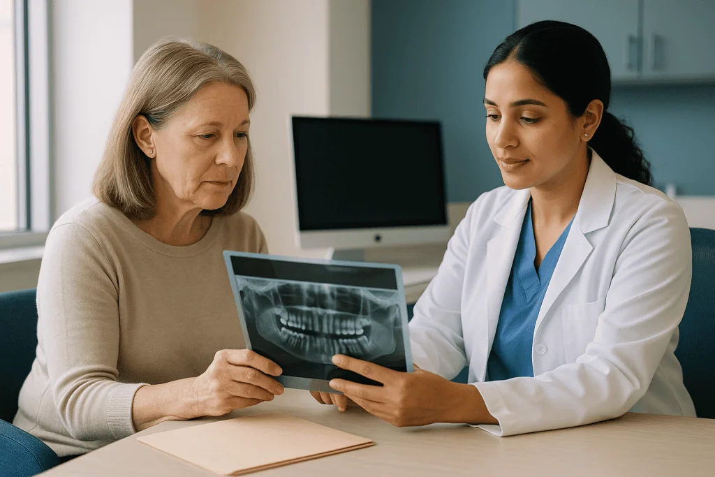 Dentist reviewing dental X-ray with adult patient: What actually happens during a dental anatomy assessment