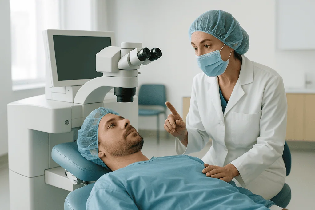 Eye examination with slit lamp microscope, not LASIK surgery: What actually happens during LASIK, minute by minute