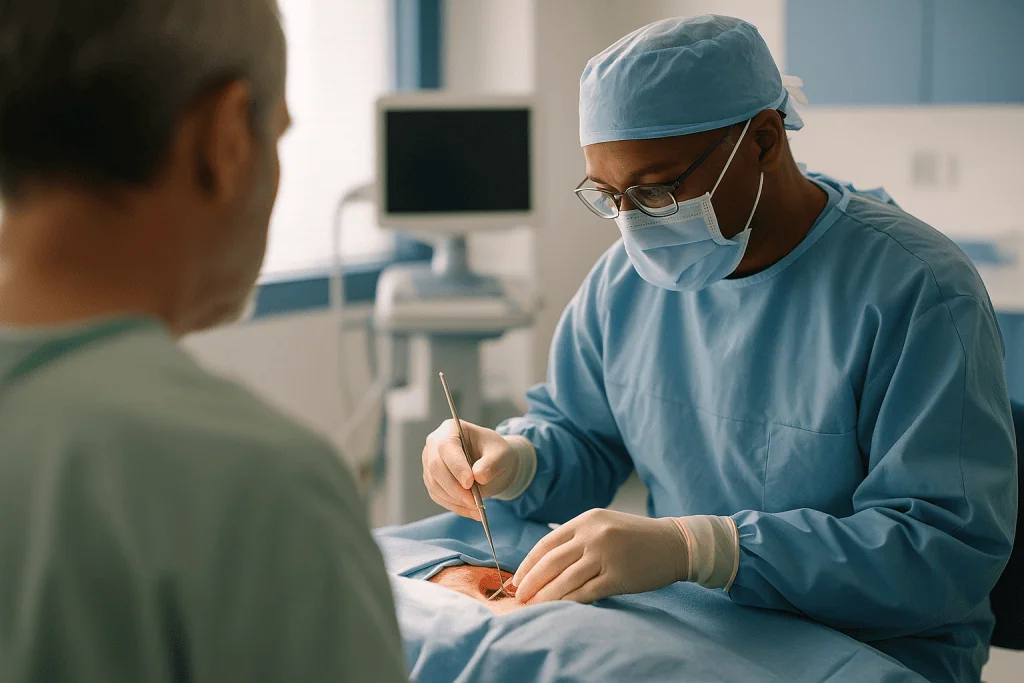 Surgeon performing minor surgical procedure on patient skin: What actually happens during prostate surgery (radical prostate