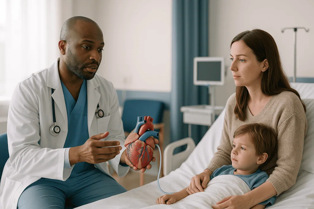 Pediatric cardiologist explaining heart anatomy to child patient: What actually happens during the extracardiac Fontan opera