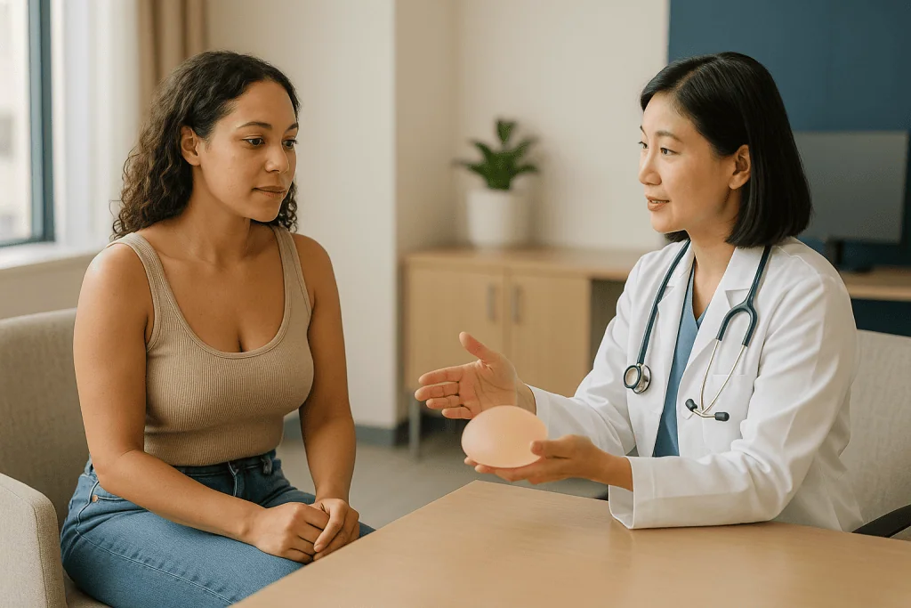 Female patient consulting with female physician about breast procedure: What actually happens in a breast aesthetics consult
