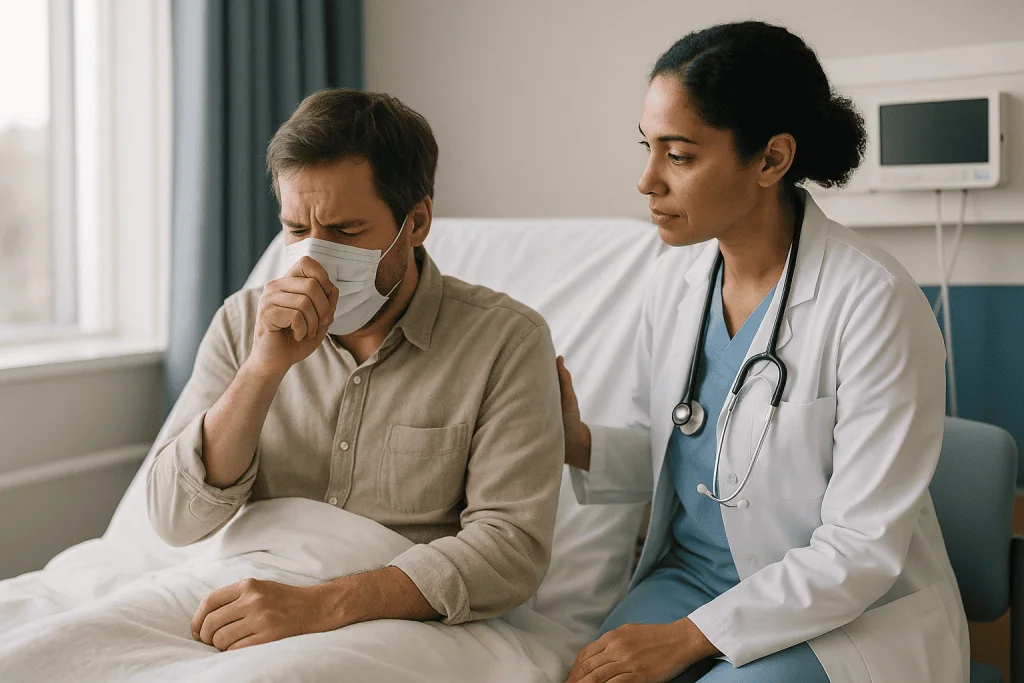 Doctor consulting with sick patient in hospital room: What actually happens in your body during COVID-19