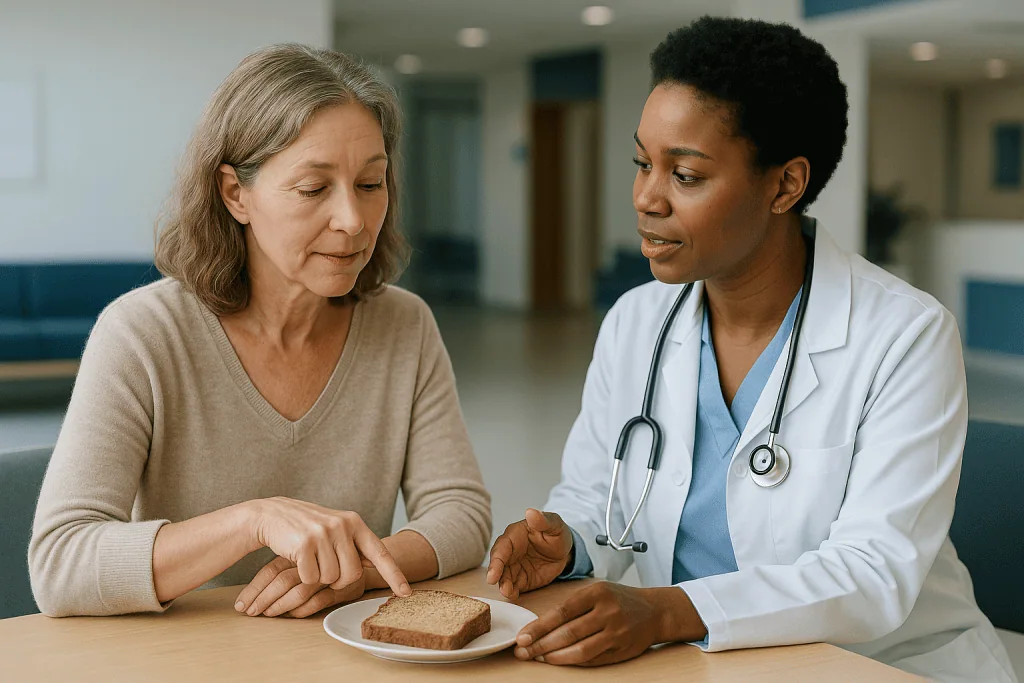 Doctor consulting patient about bread and nutrition: What actually happens inside the gut when gluten is removed