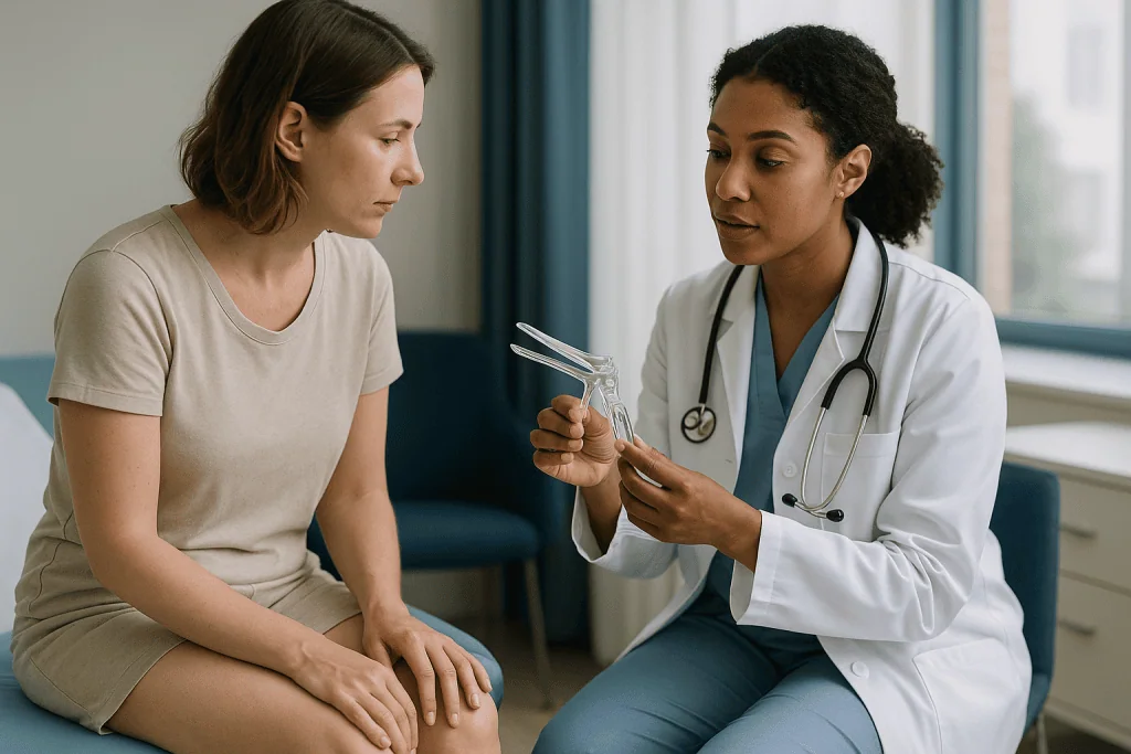 Female doctor consulting patient about gynecological condition: What actually happens inside the vagina with BV and with a y
