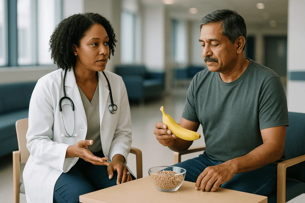Doctor consulting patient about nutrition and diet: What are prebiotics, exactly?