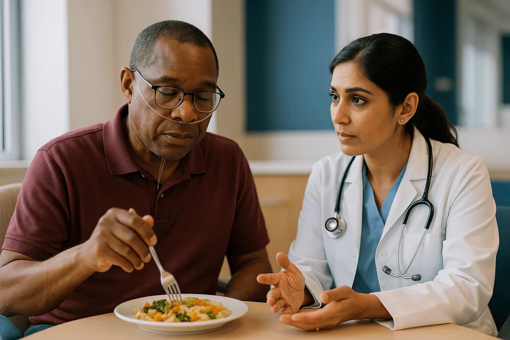 Doctor consulting patient about food and nutrition: What are some common neuromuscular diseases?
