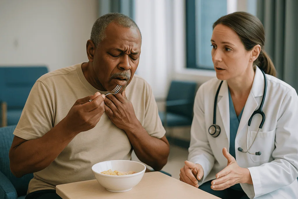 Doctor consulting patient about diet and nutrition: What are the early signs of neuromuscular disease?