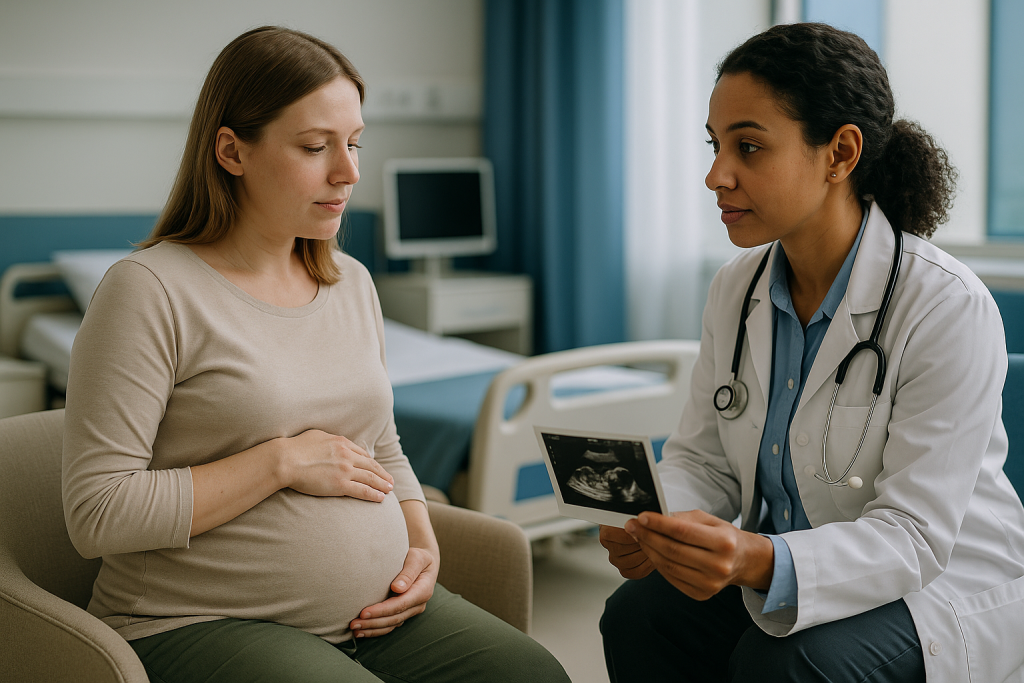 Pregnant woman in consultation with obstetrician reviewing ultrasound: What are the most common fetal surgeries?