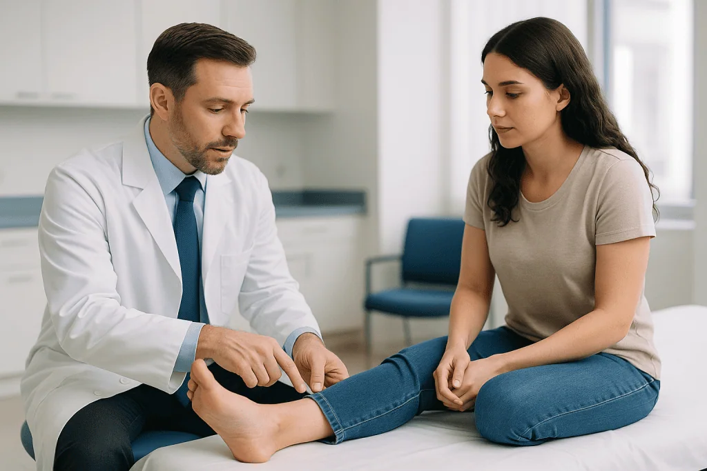 Doctor examining patient's ankle in clinical setting: What are the portals in ankle arthroscopy and why does the ankle need 