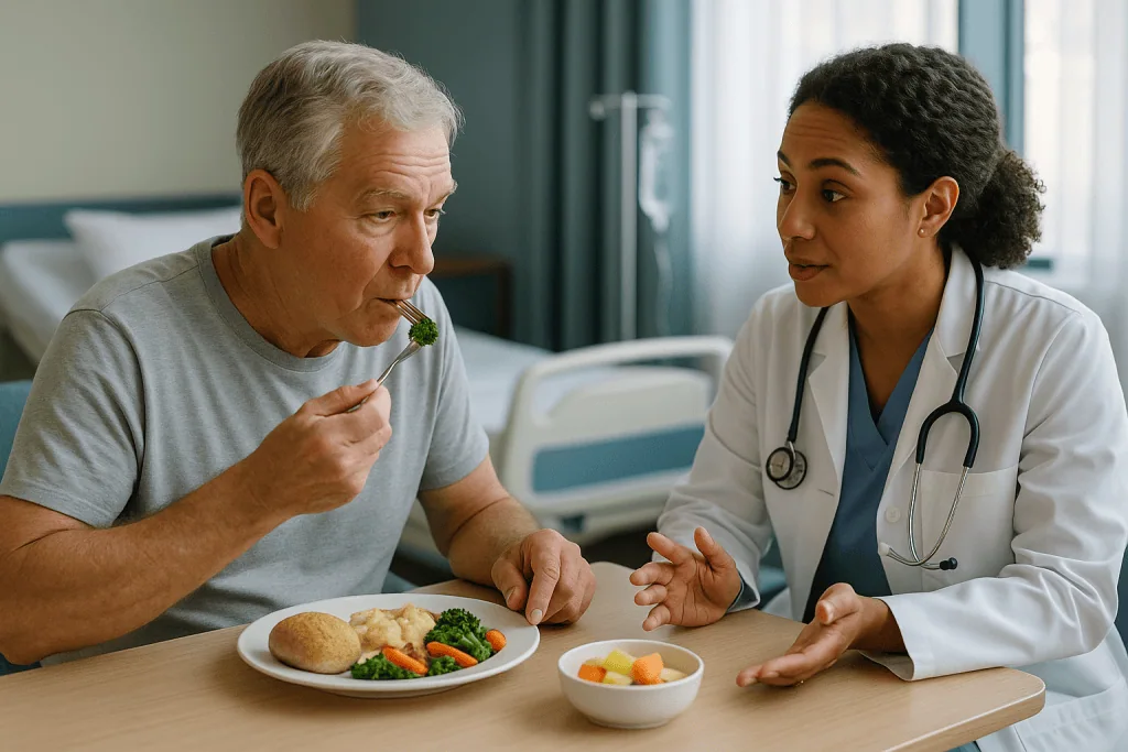 Doctor consulting patient about healthy diet nutrition — What bypass surgery actually does, in plain language