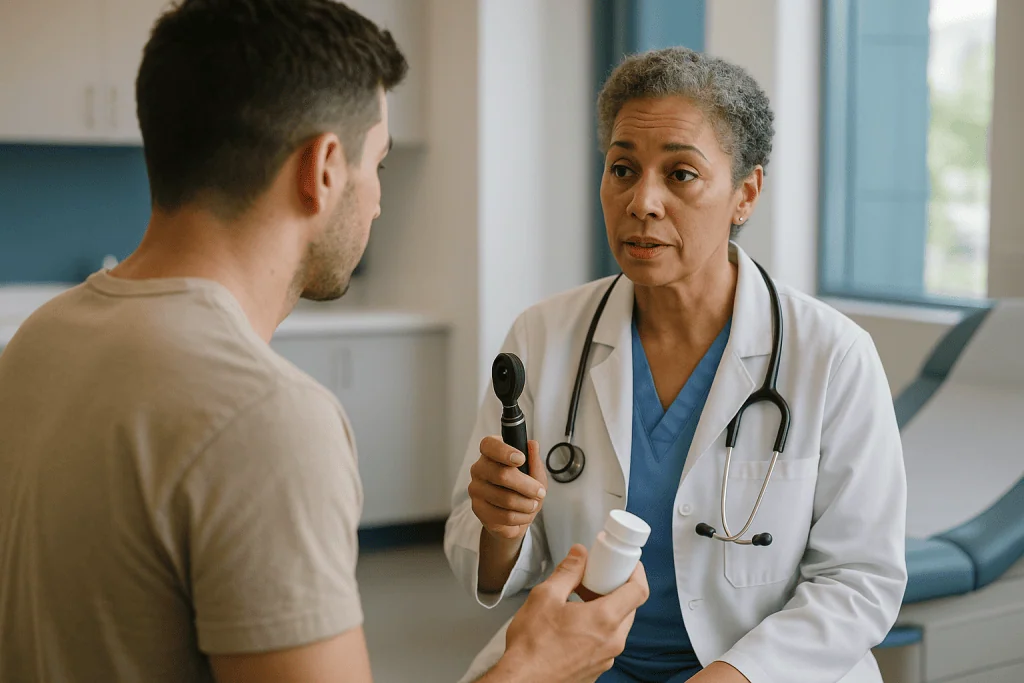 Doctor consulting patient in clinic setting: What causes cataracts in young adults: the three big drivers